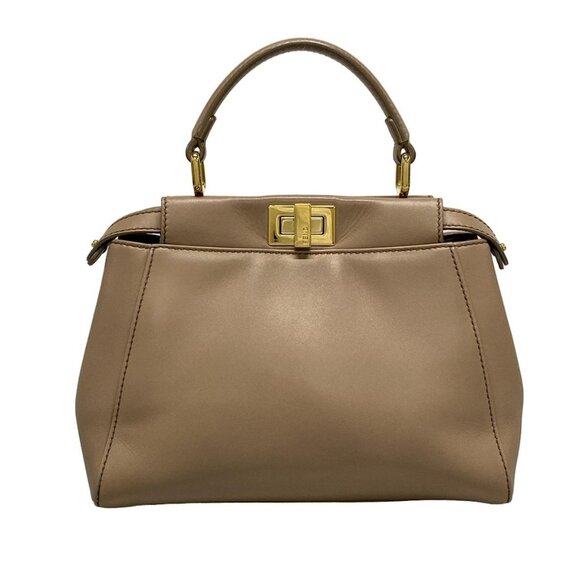 Auth FENDI Peekaboo Iconic Small 8BN244-K4P Beige Nappa Leather - Handbag - Picture 1 of 16